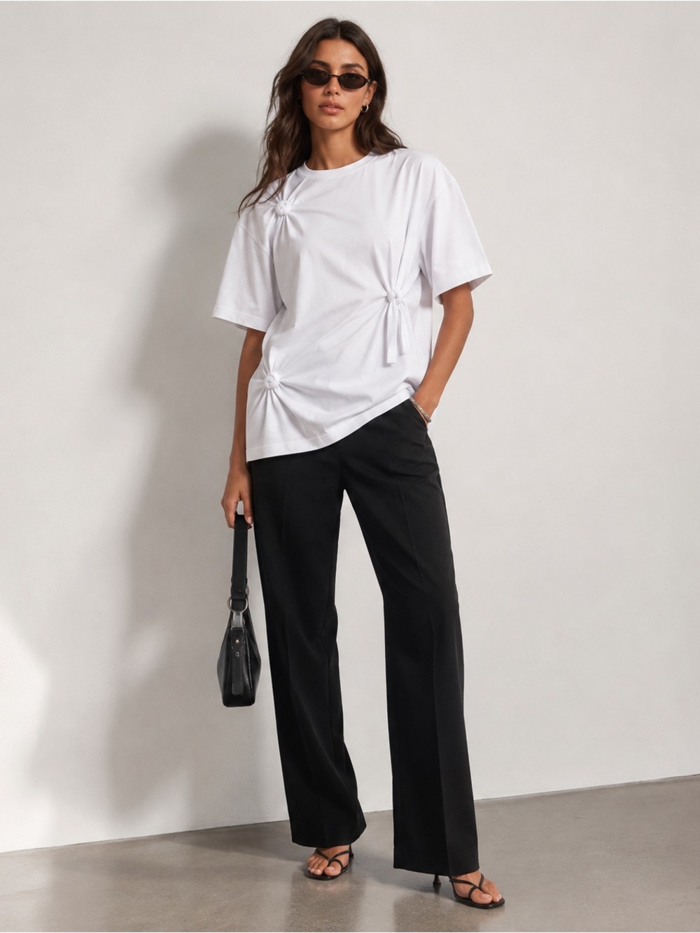 Helmut Lang White Multi Knot Draped T Shirt L Oversized Avant Garde Designer